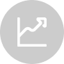 White icon of a line graph with an upward trend arrow on a light gray circular background, symbolizing growth or increasing progress—ideal for branding focused on success and positive momentum.