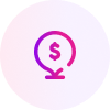 A pink and purple gradient icon of a balloon with a dollar sign in the center and a string hanging down, set against a light background—perfect for use in a branding case study.