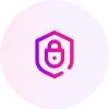 A pink and purple gradient padlock icon inside a shield outline, symbolizing security or protection on a light background—ideal for a branding case study focused on trust and visual impact.