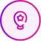 A pink and purple gradient outline of a balloon with a star inside, centered within a circular border on a white background—perfect for a branding case study illustration.